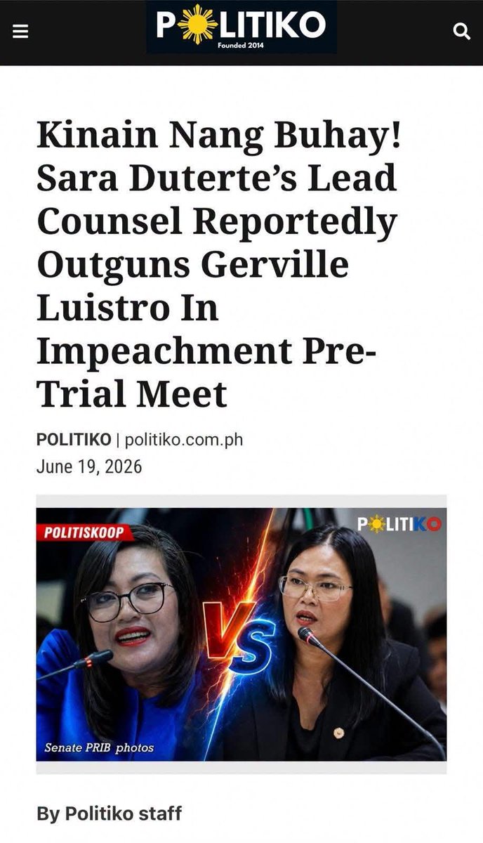 Gerbi_23's tweet photo. BLOODBATH🔥 Walang public viewing mga media lang ang kumuha.
Kaya daw uminit ang ulo ni Lorna Kapunan dahil kay ATTY. SHEILA C. SISON.
Lead Defense Counsel of VP Inday Sara Duterte. 😂 Nangangain ng buhay yang si Atty. Sheila.🤣 Kinain ng buhay si 🐊 Tonggresta Luistro.😭 https://t.co/5eResME892