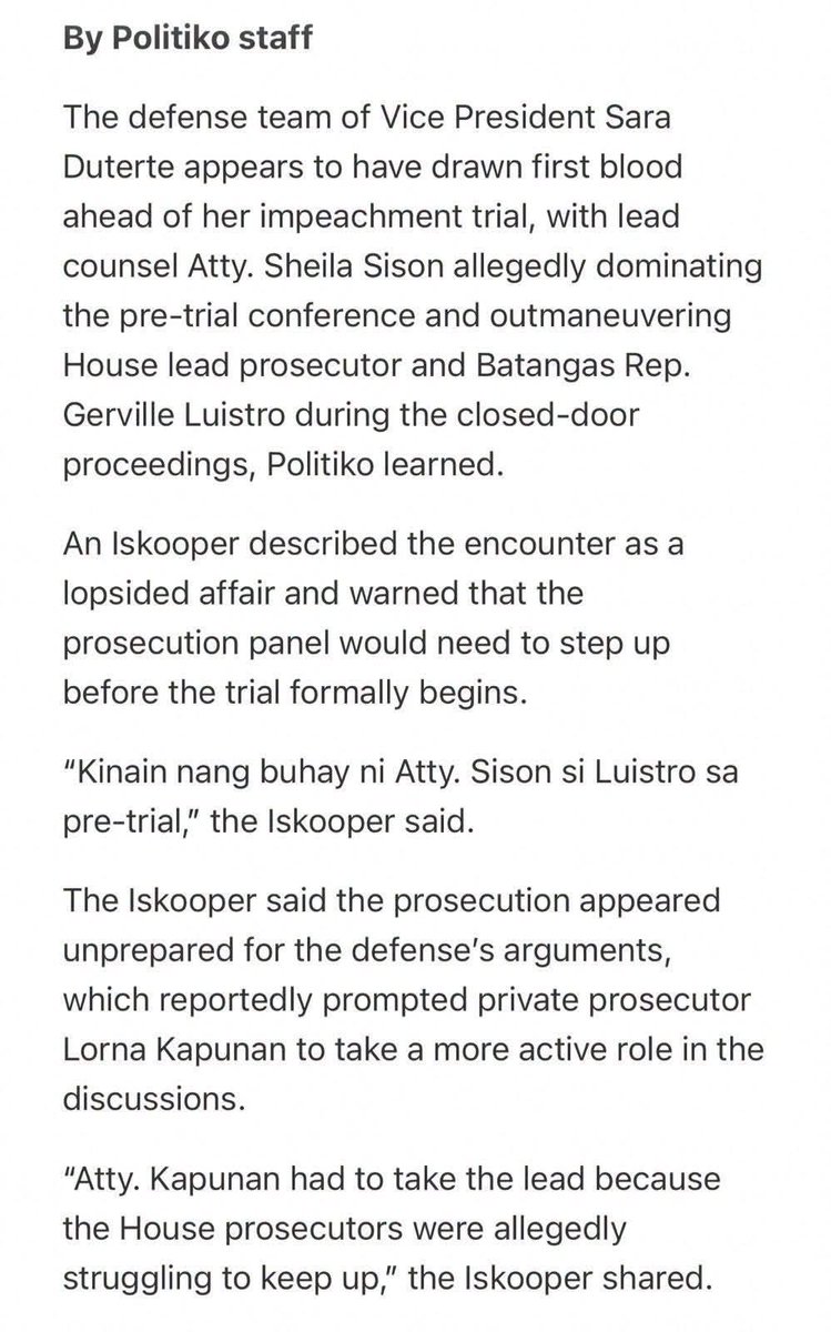 Gerbi_23's tweet photo. BLOODBATH🔥 Walang public viewing mga media lang ang kumuha.
Kaya daw uminit ang ulo ni Lorna Kapunan dahil kay ATTY. SHEILA C. SISON.
Lead Defense Counsel of VP Inday Sara Duterte. 😂 Nangangain ng buhay yang si Atty. Sheila.🤣 Kinain ng buhay si 🐊 Tonggresta Luistro.😭 https://t.co/5eResME892