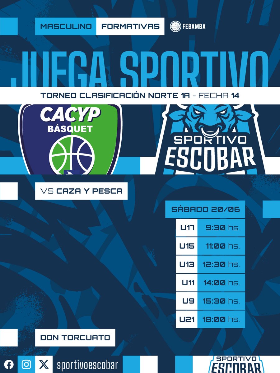 SportivoEscobar's tweet photo. 📅🏀 ¡𝗟𝗔 𝗔𝗚𝗘𝗡𝗗𝗔 𝗗𝗘𝗟 𝗕𝗔𝗦𝗤𝗨𝗘𝗧! 🏀📅

¡Te dejamos la agenda semanal desde hoy viernes 19 al miércoles 24 de Junio para que no te pierdas ningún partido y puedas alentar al albiceleste! 🩵🤍

#CSE102 | #Basquet #FeBAMBA #AFMB https://t.co/hLc144hoRP