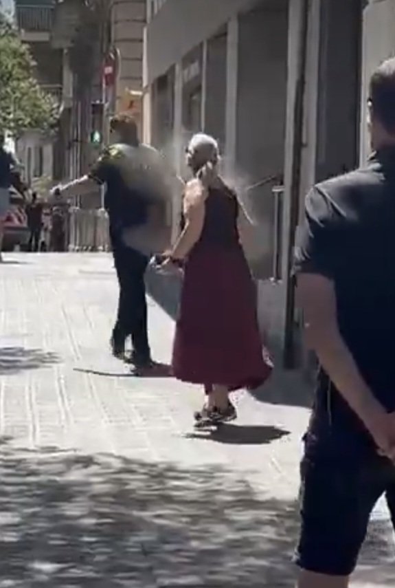 _all_pics_'s tweet photo. @LadillaErrante @MRSHL0 La reportera Darwin és la mateixa que llença spray amb gas pebre al policia que li diu que marxi? https://t.co/mD9vryfqND