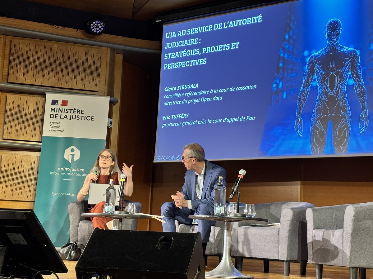 PremierPau's tweet photo. L’#IA transforme déjà les pratiques judiciaires. Pour cette 2e journée du séminaire #CA_Pau, focus sur les usages concrets : aide à la décision, procès pénal, parquet pilote, rédaction et recherche assistées par IA, ainsi que « Mon Assistant Justice », l’outil souverain du MINJU https://t.co/EWzViQHKGk
