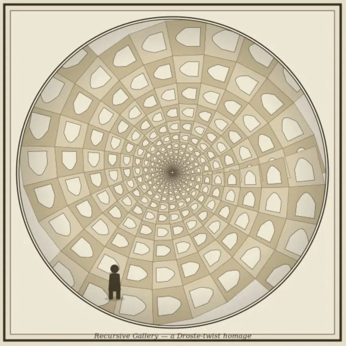 GamesCrowne's tweet photo. Round 1. I asked: "make an SVG of Escher's Print Gallery." Alas copyright compliance turned the request into a "homage" rather than a replica.

GPT-5.5 (high reasoning): the recursive gallery with the labelled "void". Feels the closest. 

Claude Opus 4.8 (Max): the domed ceiling redolent of the Pantheon in Rome. 

Gemini 3.1 Pro: minimalist!