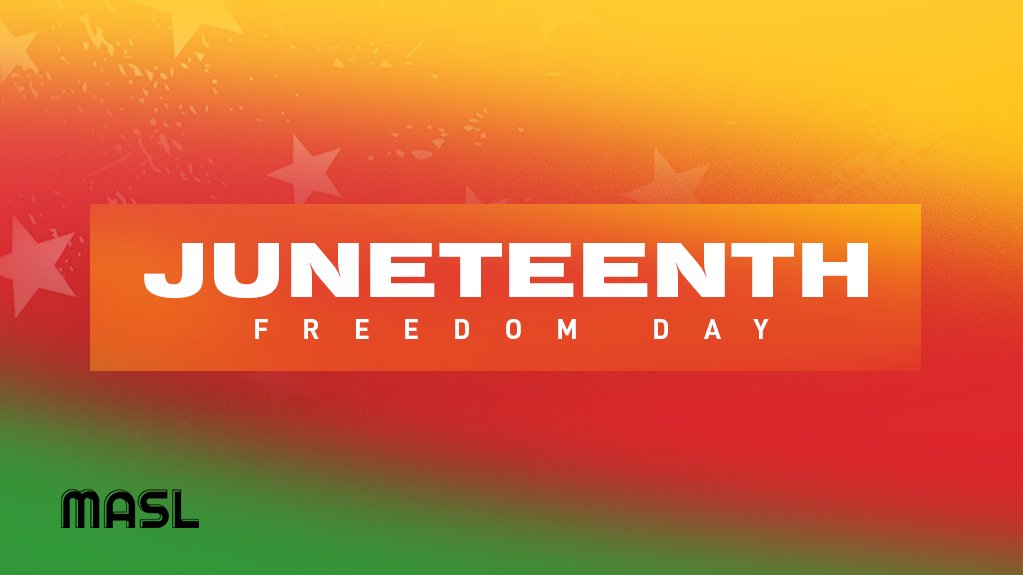 MASLarena's tweet photo. Today the MASL celebrates Juneteenth, the day where slavery was officially abolished in the United States 

As we remember our past, we are always striving to build a better future for all.

To learn more about Juneteenth, visit https://t.co/oVYOmdatYQ

#MASL https://t.co/JQvLBoSEo1