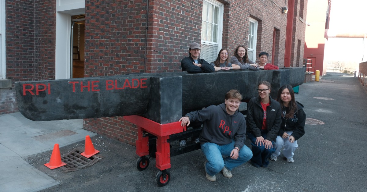 rpi's tweet photo. For the first time ever, RPI’s Concrete Canoe team took first place at the @ascetweets regional competition and is headed to nationals next week. A team of seven students designed, built, and raced a canoe that floats, earning the overall regional title. https://t.co/xrWB92hR10 https://t.co/MZjjtZzZSz