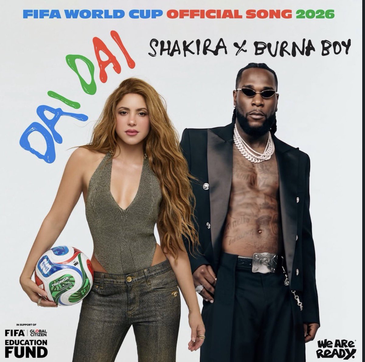 PopBase's tweet photo. ‘Dai Dai’ by Shakira and Burna Boy rises to a new peak of #10 (+1) on the Global Spotify chart with 4.08 million streams. https://t.co/K7aFaNHwFa