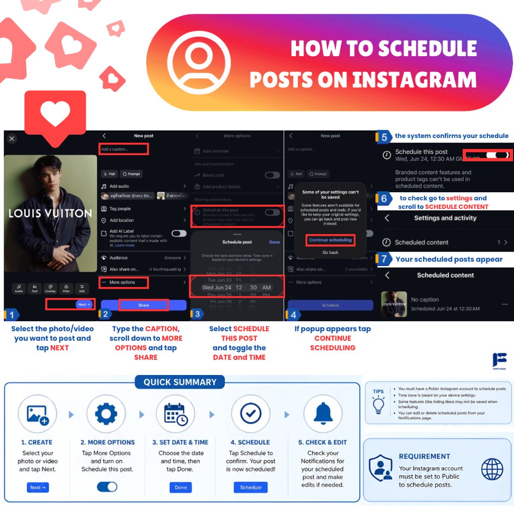 FourthSquadHQ's tweet photo. HOW TO SCHEDULE A POST ON IG ⏰✨

@tawattannn
#EngagementForFourth
#Fourthnattawat #โฟร์ทณัฐวรรธน์

Let’s prepare for the big day. Everyone please try the steps and be ready for boom IG posts. If you run into any issues or don’t understand something, you can DM us anytime!

Boom timings will be provided.