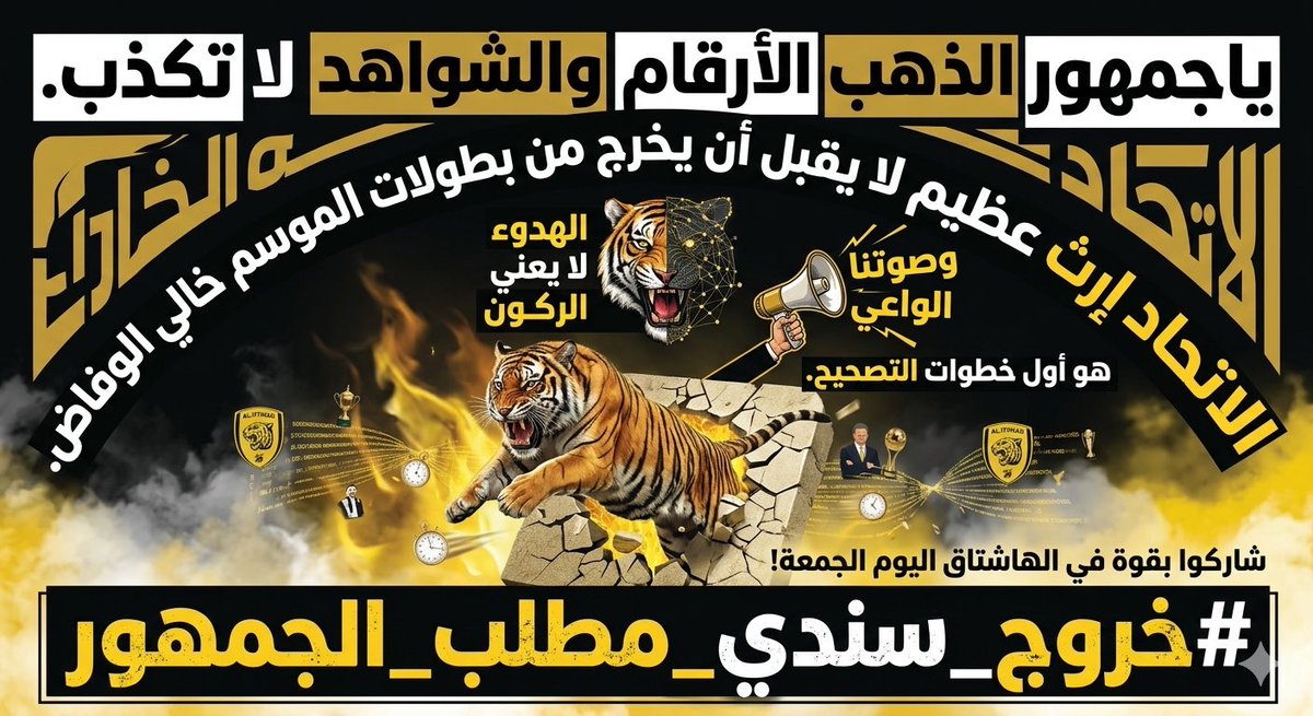 Modiy48's tweet photo. يا جمهور الذهب الأرقام والشواهد لا تكذب.

#الاتحاد إرث عظيم لا يقبل أن يخرج من بطولات الموسم خالي الوفاض. 

الهدوء لا يعني الركون وصوتنا الواعي هو أول خطوات التصحيح.

 #خروج_سندي_مطلب_الجمهور40 https://t.co/clqJN59zHq