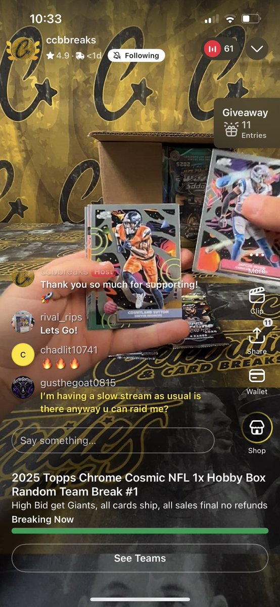 CCBbreaks's tweet photo. Hop in now! @Whatnot 

Live at a dollar! https://t.co/0NMhH5Ia6W