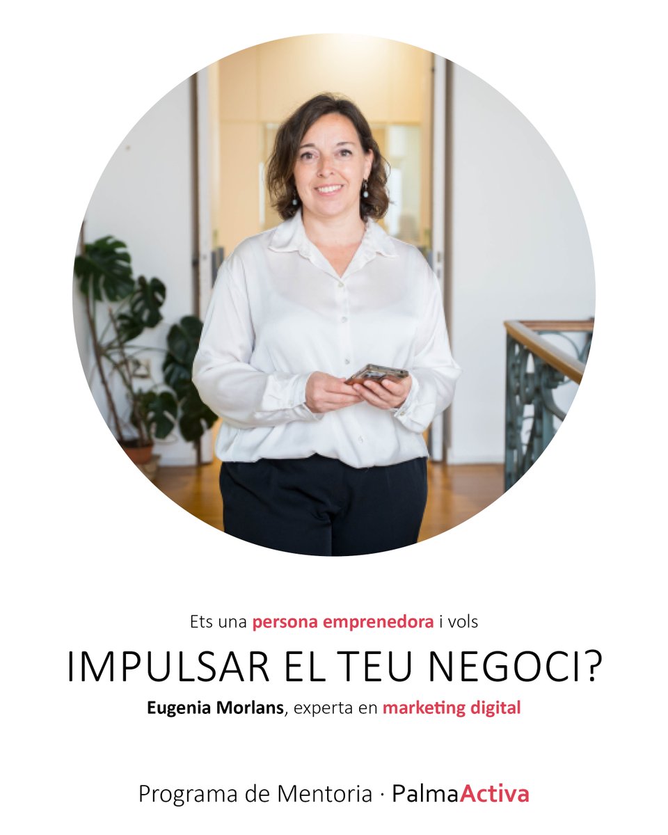 PalmaActiva's tweet photo. 🚀 Dona un salt al teu negoci amb Eugenia Morlans, mentora de PalmaActiva i experta en màrqueting digital.
Millora la teva estratègia i destaca en el món digital.

🌐 Més info: https://t.co/YeJ3mVN1oJ https://t.co/UcpgYJO3mx