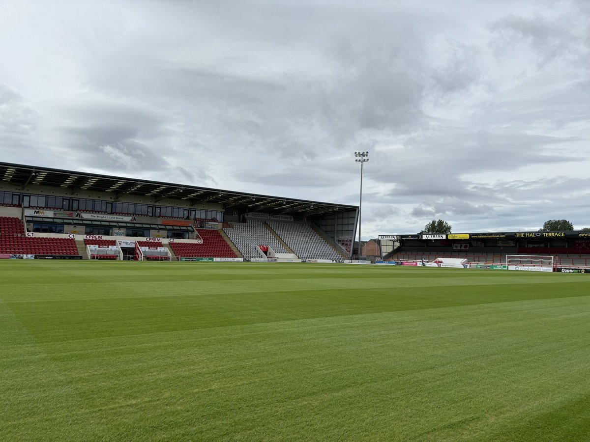 TomWellsturf's tweet photo. Things looking good at @MorecambeFC 17 days on from seeding. Getting thicker every day. Liquid feed and proturf to go down next week which will kick it on even more. https://t.co/ZDSINiD8RR