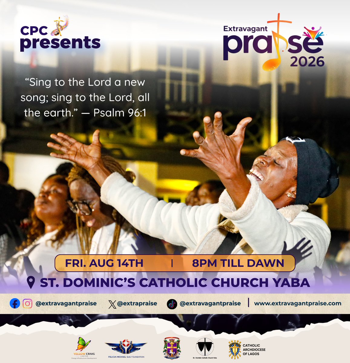 extrapraise's tweet photo. “I will sing unto the Lord a joyful song” 🎶🔥
A night of testimonies, praise, and powerful encounters awaits…

Save the date: 14th August 2026
God will do something great you don’t want to miss it! 👀
#ExtravagantPraise2026 #JoyfulSong #PraiseNight https://t.co/MvnlLoH8T4