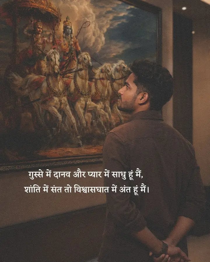 Raddidiary's tweet photo. गुस्से में दानव और प्यार से साधु हूं मैं,
शांति में संत तो विश्वासघात में अंत हूं मैं..see more https://t.co/yD12s1EZzJ