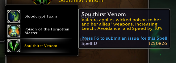 MrGMYT's tweet photo. In Patch 12.1, Valeera will have a new max level of 80 and will have a selection of poisons you can choose for her to use https://t.co/p8r9OJZW3O