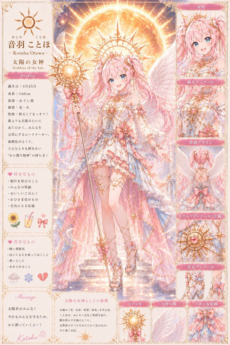 YuAlice_Alice's tweet photo. ことねぇ(@otowa_kotoho)から許可を貰ったのでポストします✨

惑星×神シリーズ、第4弾！
ことねぇにはみんなを明るく照らす太陽の女神になってもらいました🌞

太陽系でも、そうじゃなくてもみんなで嫌なことを「かち割れ」ー！！！💥💥💥

次は誰でしょねー！？
お楽しみに！

#ことPON https://t.co/sHr1RO3Imq