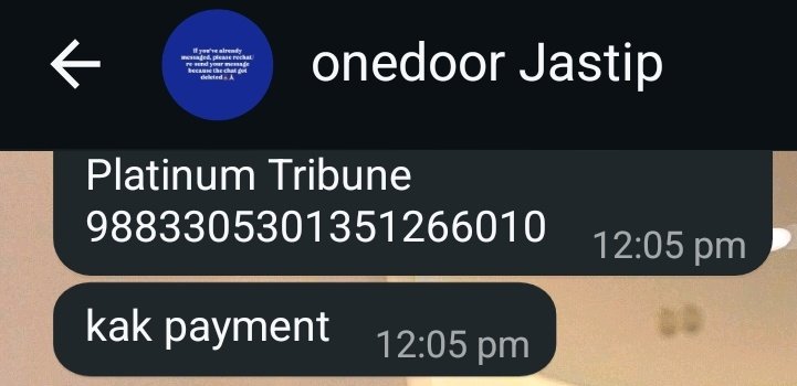 Euphortiaaa's tweet photo. Aku salah satunya, lagi tegang nunggu antrian, tau2 dapet wa buat payment, tremor dikit pas bayar 😭 dan 13.30 udah di-fwd e-ticket. Segercep ituuu. Makasih banyak tim @oned0or akhirnya aku bisa secure day 3 😭💜 https://t.co/2drwCYxtdq