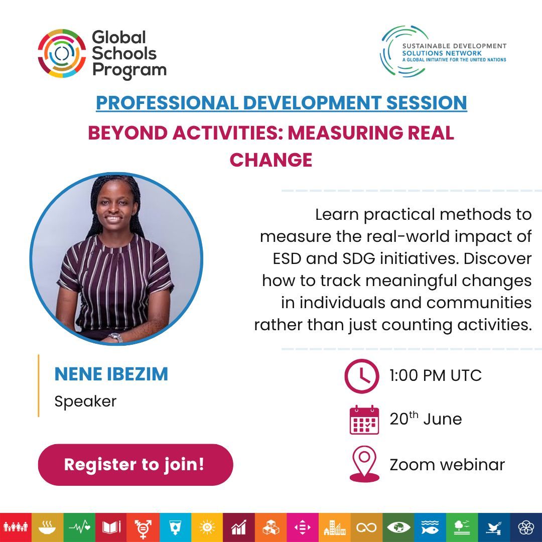 SDGsInSchools's tweet photo. ⏳ 1 Day to Go!

Join us tomorrow for Beyond Activities: Measuring Real Change and learn practical ways to measure the impact of your ESD and SDG initiatives.

📅 20 June
⏰ 1:00 PM UTC
🔗 Register: https://t.co/dxWowHC1o5

💡Bring an example of an #ESD activity from your school https://t.co/KIok4WAyEc