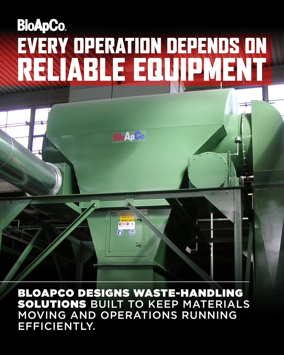 bloapco's tweet photo. Every operation depends on reliable #equipment.
BloApCo designs #waste-handling solutions built to keep materials moving and operations running efficiently.
Learn more: 🔗 https://t.co/XTSiDbpx77
#MaterialHandling #Wisconsin #WasteDisposal #AmericanMade https://t.co/PacTFBEtkK