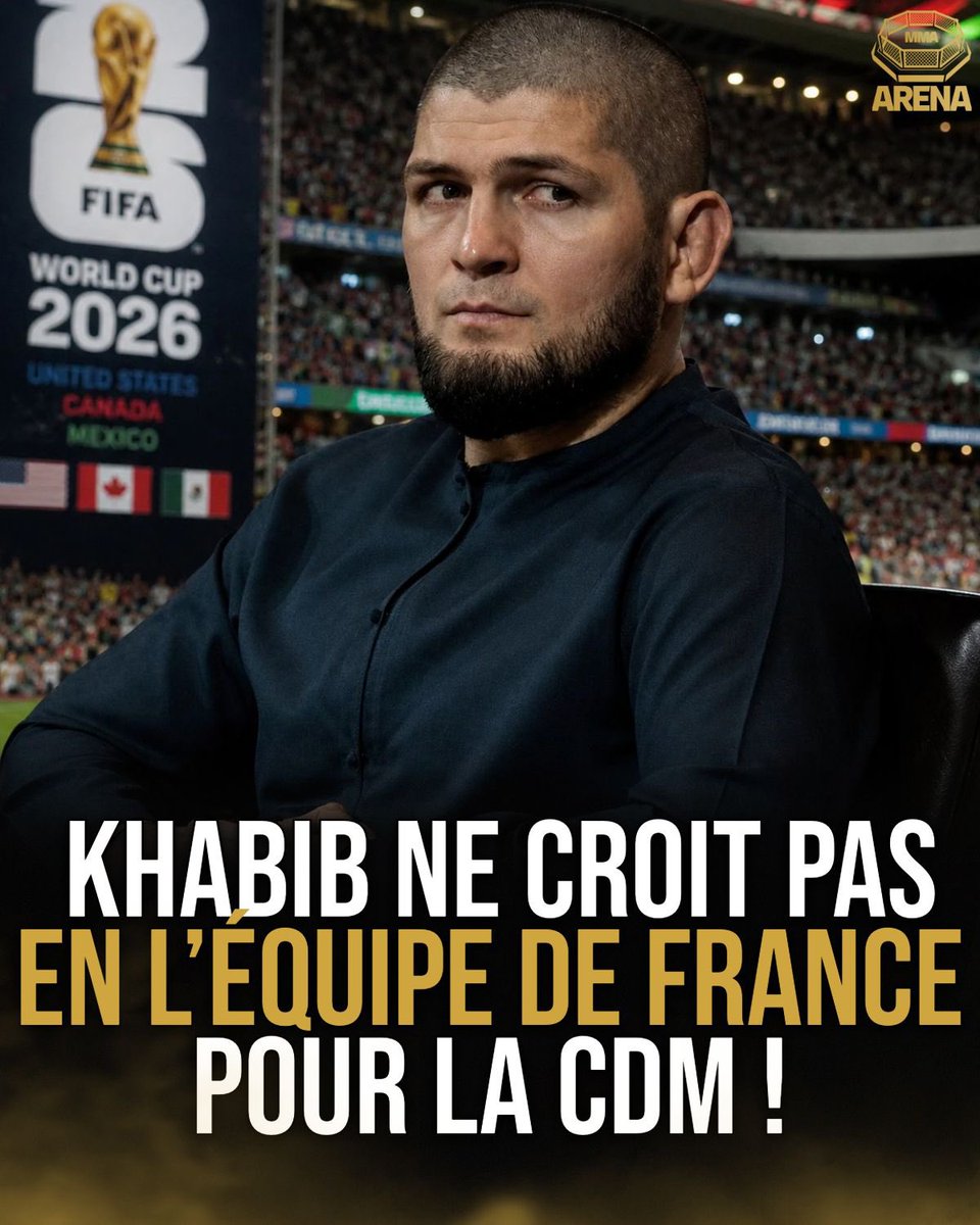 MMArena_'s tweet photo. 🦅 KHABIB NE CROIT PAS EN L’EQUIPE DE FRANCE 🇫🇷 POUR LA CDM !

🗣️: « Beaucoup des meilleurs joueurs français sortent d’une saison extrêmement éprouvante. Ils en ont assez du football, ils sont fatigués et n’ont plus cette faim pour aller chercher une Coupe du monde. »

Il ajoute toutefois qu’il voit malgré tout Kylian Mbappé terminer meilleur buteur de la compétition. 

Vous en pensez quoi ? 🤔🤔

🧷 [ OkkoSport ]