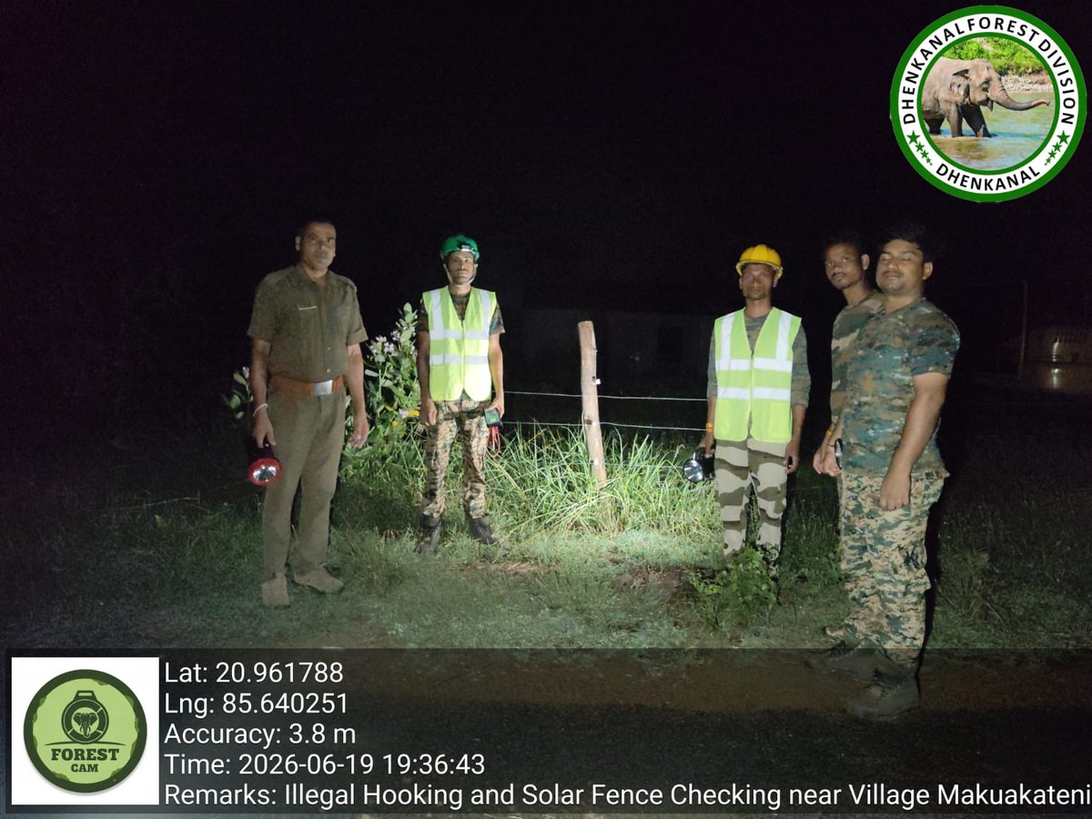 DfoDhenkanal's tweet photo. ⚡🐘 Joint field inspection with Bidyut Prahari carried out across Dhenkanal Forest Division to check illegal hooking, to prevent elephant electrocution, safe and elephant-friendly practices. #ElephantConservation #HEC #DhenkanalForestDivision #WildlifeProtection https://t.co/hrmyuZZzz8