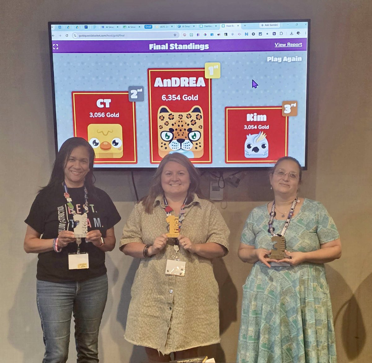 AndreaATimR6's tweet photo. Thursday of #AETC26 I presented a 2hr @canva session with a room full of educators (they even sat on the floor)! I also won an AI Blooket hosted by @uab_atim https://t.co/kRuNl6rCxA