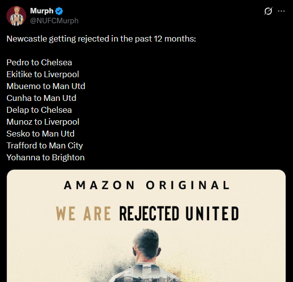 MattW36565526's tweet photo. Going to stick up for a club a little bit here by saying making posts like this are for one purpose only, and that is to fish for interactions from other fanbases looking to pile on by calling us Rejected FC, we are shite but have some self respect please. https://t.co/La2gTscnPN
