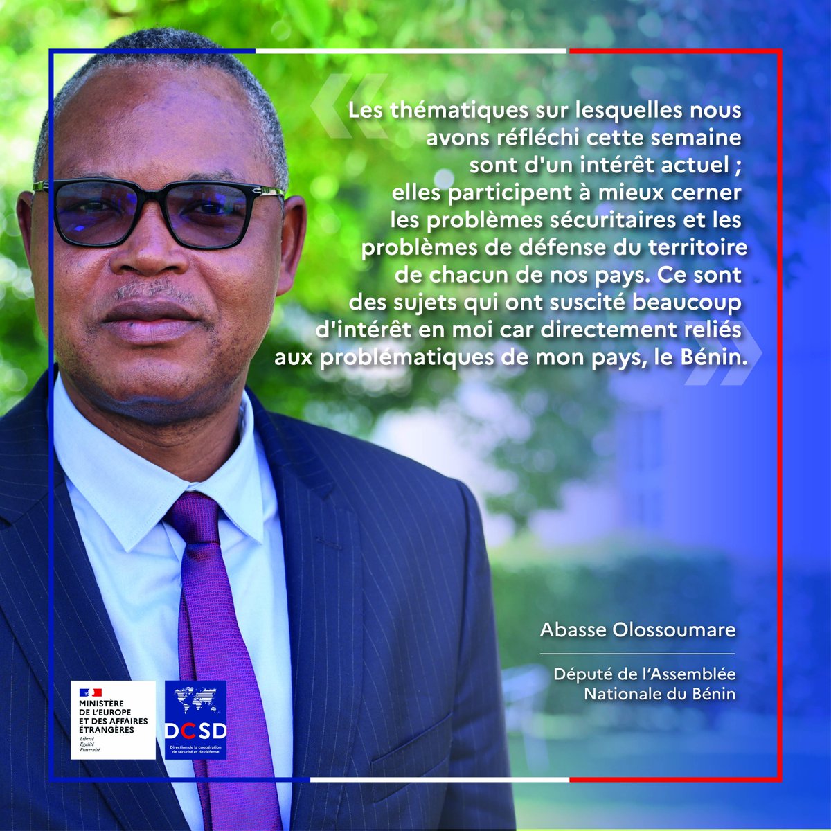 CoopSecuDefense's tweet photo. #FICA2026 : Clôture de l'événement 🔚 

🌍 Aujourd'hui se terminait la 2️⃣5️⃣e édition du Forum International pour le continent africain, organisé par la #DCSD et @IHEDN 

🎙️Revenons sur le témoignage de monsieur Abasse Olossoumare, député à l'Assemblée Nationale du #Bénin 🇧🇯 https://t.co/mGNdi1Kehd