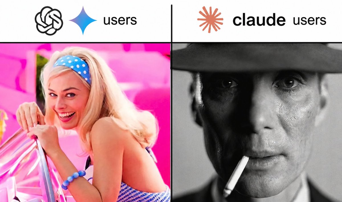 droidbuilds's tweet photo. ChatGPT users vs Claude users… accurate? 💀 https://t.co/3AJzjrzA9e