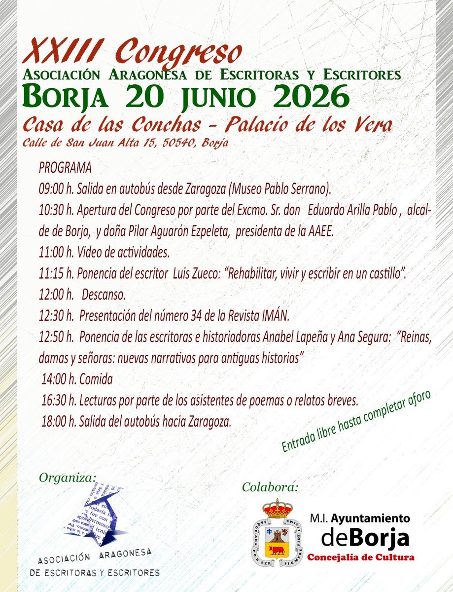 luiszueco's tweet photo. La AAEE celebrará este sábado en Borja su XXIII Congreso:
Yo hablaré de “Rehabilitar, vivir y escribir en un castillo”. https://t.co/wsmlHKQVSx