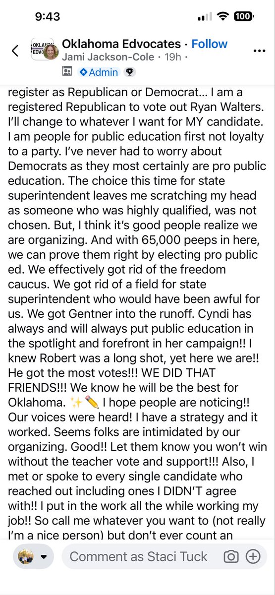TuckStaci's tweet photo. @WinningintheUSA This group…they have been strategizing and soooo many teachers in this group are registered as R just so they can vote in the R primaries. https://t.co/w3b71cdrZp