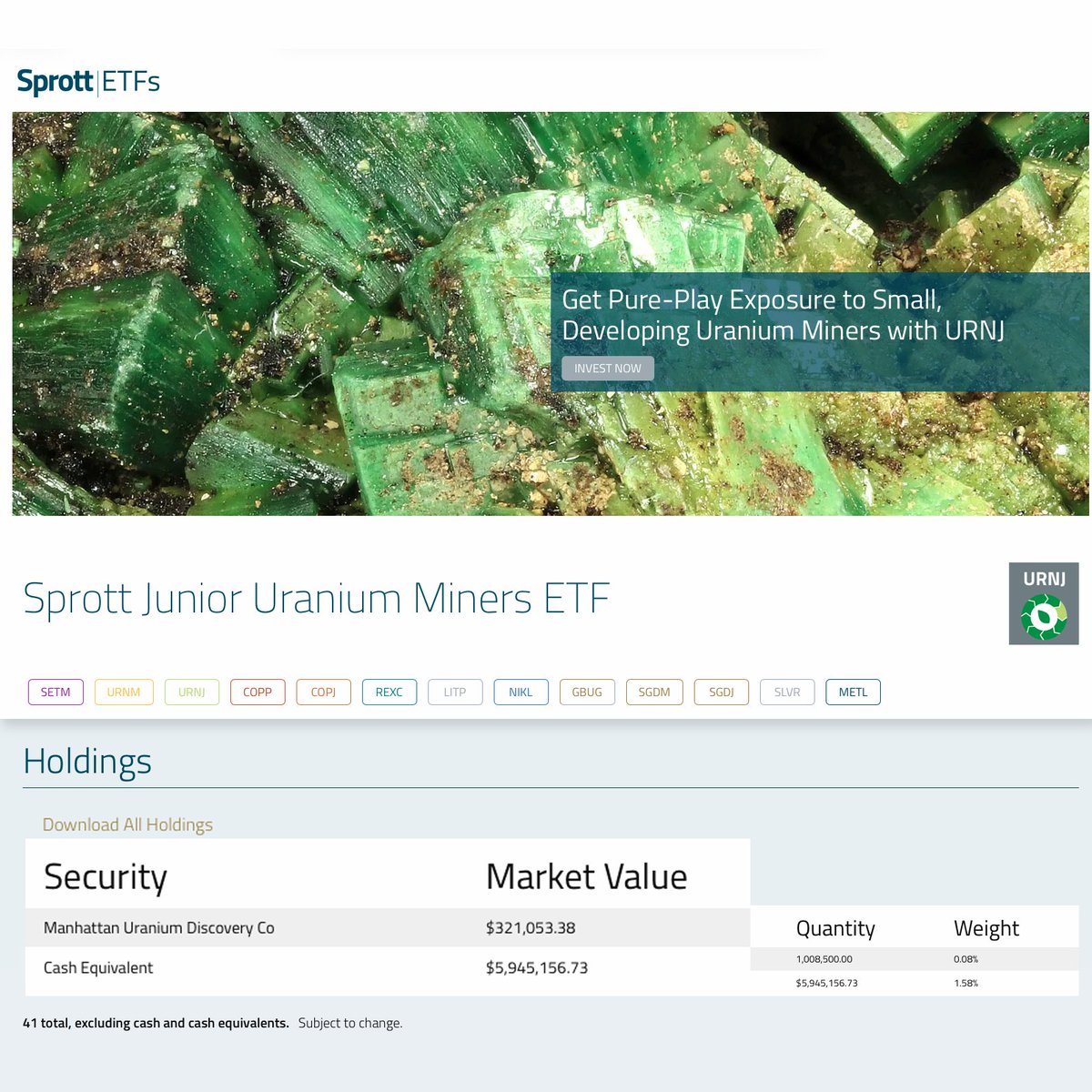 manhattanur's tweet photo. We are pleased to announce that on the same day our OTCQB uplisting was approved, we were also INCLUDED in the Sprott Junior Uranium Miners ETF $URNJ 🎉 THANK YOU for the kind messages. Lots of work ahead! $MANU.V $MAUUF https://t.co/iRW2eux8Qc