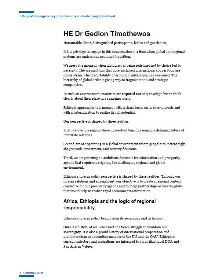 ETEmbassyYOW's tweet photo. I kindly invite all those interested in international affairs and #regionaldiplomacy to read the insightful policy direction article by H.E.  @GHessebon  Minister of Foreign Affairs of the Federal Democratic Republic of #Ethiopia, titled "Ethiopia’s Foreign Policy Priorities in a Contested Neighbourhood."

Presented at Chatham House, the article provides a thoughtful perspective on Ethiopia’s foreign policy objectives, regional engagement, peace and security priorities, and its vision for cooperation in an increasingly complex geopolitical environment.

The piece offers valuable insights for policymakers, scholars, diplomats, and anyone seeking a deeper understanding of Ethiopia’s role in the Horn of Africa and beyond.

Read the article here:
https://t.co/TMz7TblKmF
@PMEthiopia 
@MFAEthiopia 
@globaltimesnews 
@CanadianPM 
@AnitaAnandMP 
@CanadaFP