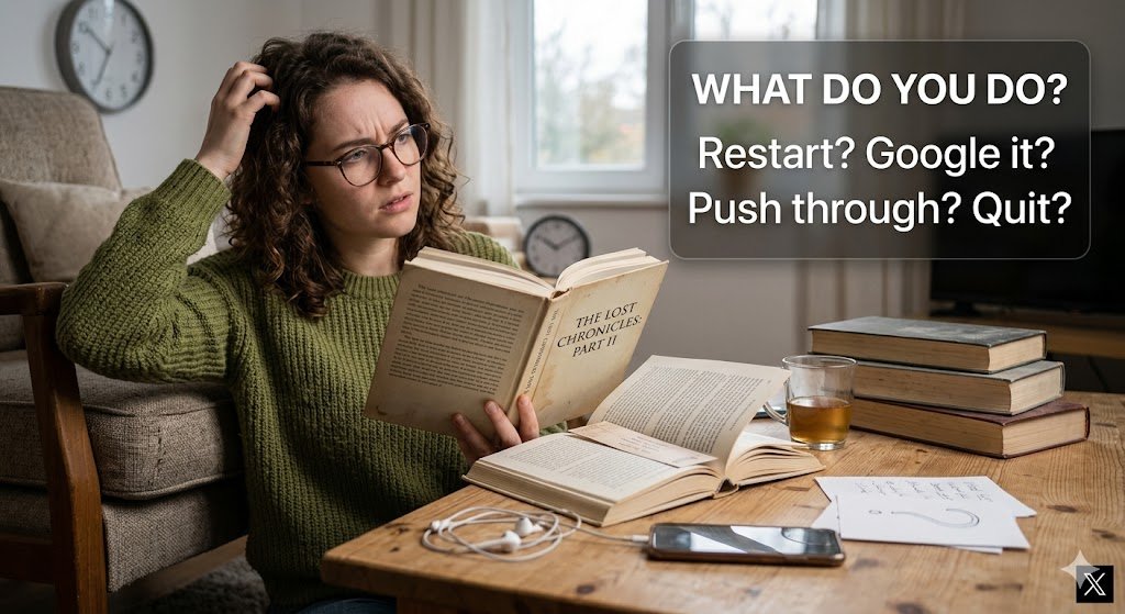 JayHamilton83's tweet photo. Readers &amp; audiobook fans: Have you ever put a book down for a week or two, come back, and realized you have no idea who half the characters are or what just happened?

What do you usually do when this happens? (Vote in the poll below 👇) https://t.co/Zg32GUEyla