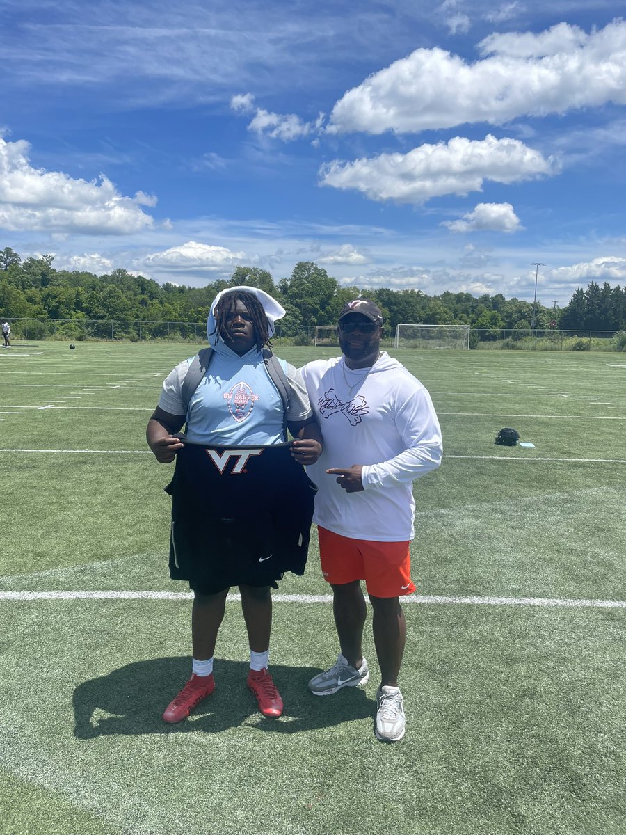 IzayiahBray's tweet photo. Thank you @HokiesFB  for a great camp and the work today. Blessed to be named Top DL MVP. More to be done‼️💪🏾⏰ #CO2028 #AGTG 
@HokiesFB @coachjfranklin @CoachPryVT @SpenceChaos  @CoachCongo54 @CoachThourogood @tolbert_nance @VTScoop247 @EvanGWatkins247 @GWTigersODH @SacManJones_29 @5CoachYoung @CoachHammTWT @JLawrence_3 @holland_jeffery @TMobusa @JuliusTrenches @BigSkippin_75 @TheSauceAcademy @walterpalmore96