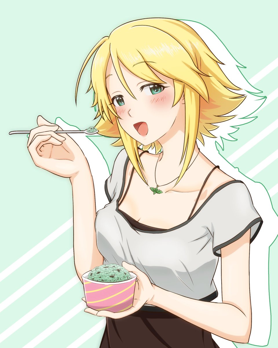 para4o's tweet photo. 音葉さん！お誕生日おめでとうございます！！
だんだんと暑くなりアイスが美味しくなってきましたので、チョコミントでもどうぞ🍨
#梅木音葉
#梅木音葉生誕祭2026
#梅木音葉誕生祭2026
#ペパーミントの日 https://t.co/sTpqZ9sn4v