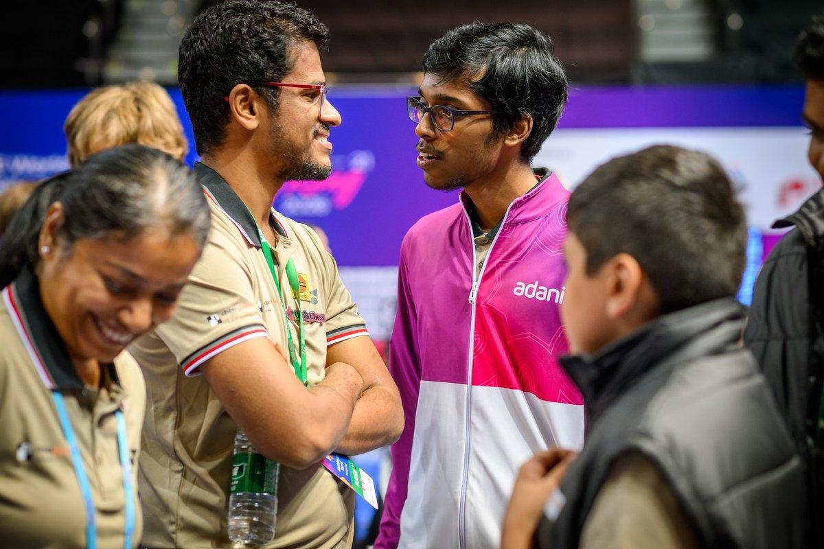 ChessbaseIndia's tweet photo. Praggnanandhaa R. picked up exactly from where he had left off in Norway! He scored 8.5/11 to win the individual gold medal on board 1 at the FIDE World Rapid Team Championships 2026. The Indian GM managed to beat Alireza Firouzja, Shant Sargsyan, Vladislav Artemiev, Hans Niemann, Arjun Erigaisi and Aydin Suleymanli. What an incredible performance. Pragg only lost 1 game at this event - that was in round 1 against Bilguun Sumiya. Apart from that he was almost flawless. Although Chess Gurukul, finished 5th and couldn't win a medal, Pragg's power packed performance is definitely something for the entire team to rejoice!

Photos: Michal Walusza

#chess #chessbaseindia #Praggnanandhaa