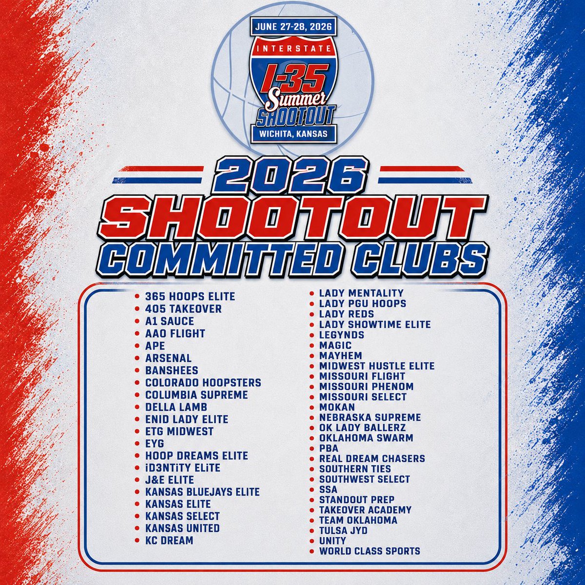 I35Showcase_GBB's tweet photo. 𝟐𝟎𝟐𝟔 𝐂𝐎𝐌𝐌𝐈𝐓𝐓𝐄𝐃 𝐂𝐋𝐔𝐁𝐒

College Coaches: Get registered for the 2026 I-35 Summer Shootout to build your recruiting board as you evaluate this talented group next weekend!!

https://t.co/iEX69PHbH6 https://t.co/IY8gACdLQG