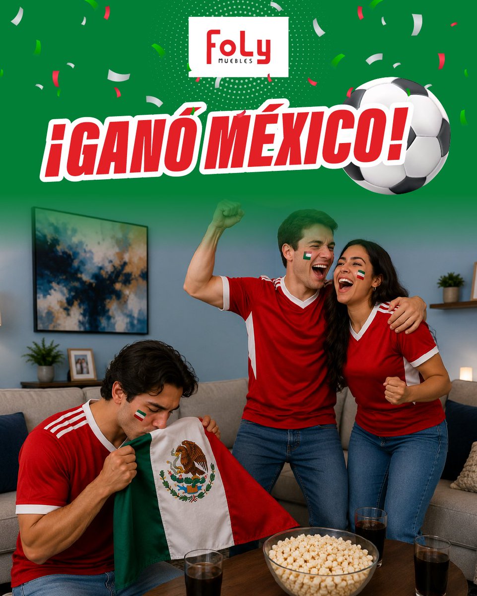 FolyMueblesT's tweet photo. 🇲🇽 ¡Ganó México y la celebración continúa en casa!
Las mejores victorias son las que se comparten en familia. Por eso activamos una promoción especial para que tu hogar también gane.
⚡️ PROMOCIÓN FLASH · SOLO 24 HORAS https://t.co/SWtGV9K345