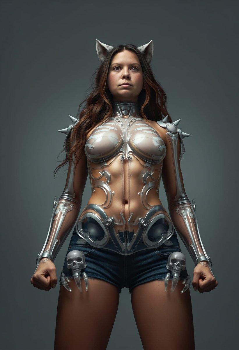 Lizzy1262629's tweet photo. Feeling fierce and futuristic in my shiny metallic cyber cat-girl armor! 🐱⚙️ The glossy silver details hug every curve while the skulls and claws make me look ready for anything. Who wants to play with this dangerous kitty? 😼💥
#CyberCatGirl #ShinyArmor #MetallicOutfit #FetishFashion #GlossyGirl #CurvyAndProud #BodyPositive #SciFiKink #CatEars #PlayfulTease #PlusSizeBeauty #KawaiiFetish #CuteAndKinky #Cyberpunk #LatexVibes #SkullClaws