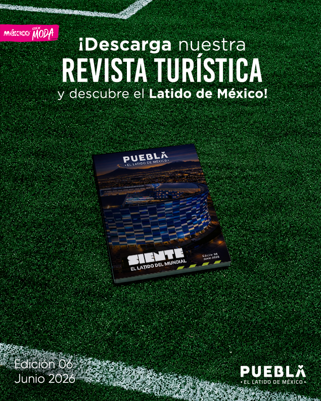 Puebla's tweet photo. ¡El espíritu mundialista también se vive en Puebla! ⚽

Nuestra edición especial de junio te lleva por las mejores rutas para conocer la historia, cultura, sabores y atractivos que hacen única a nuestra entidad. ✨🌮🏞️

📲 Descarga la  #RevistaTurística en https://t.co/uk4figyFBd y planea tu próxima aventura.
