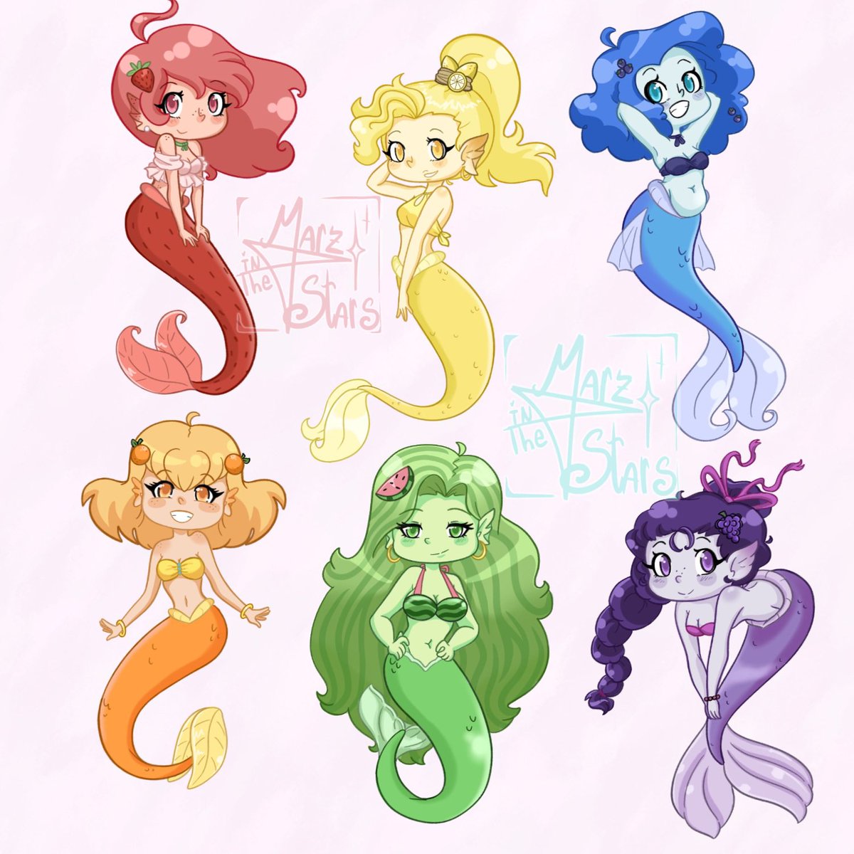 Marz_InTheStars's tweet photo. 🏳️‍🌈🍋🍋‍🟩Fruity Mermaids! Happy Pride!🍉🍓🏳️‍⚧️

.
{{TAGS;;
#mermay #pride #pridemonth #fruity #mermaidart #rainbowcuties https://t.co/EUUWESnLbd
