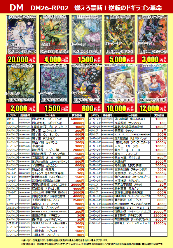 買取表更新】 #デュエルマスターズ 最新弾 #燃えろ禁断！#逆転の