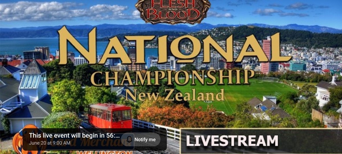 kiki_la93's tweet photo. New Zealand #fabtcg Nationals due to go live in about an hour!

Come check out how we do, down in the home country of Flesh and Blood!

Link below https://t.co/iQ10R3okb3