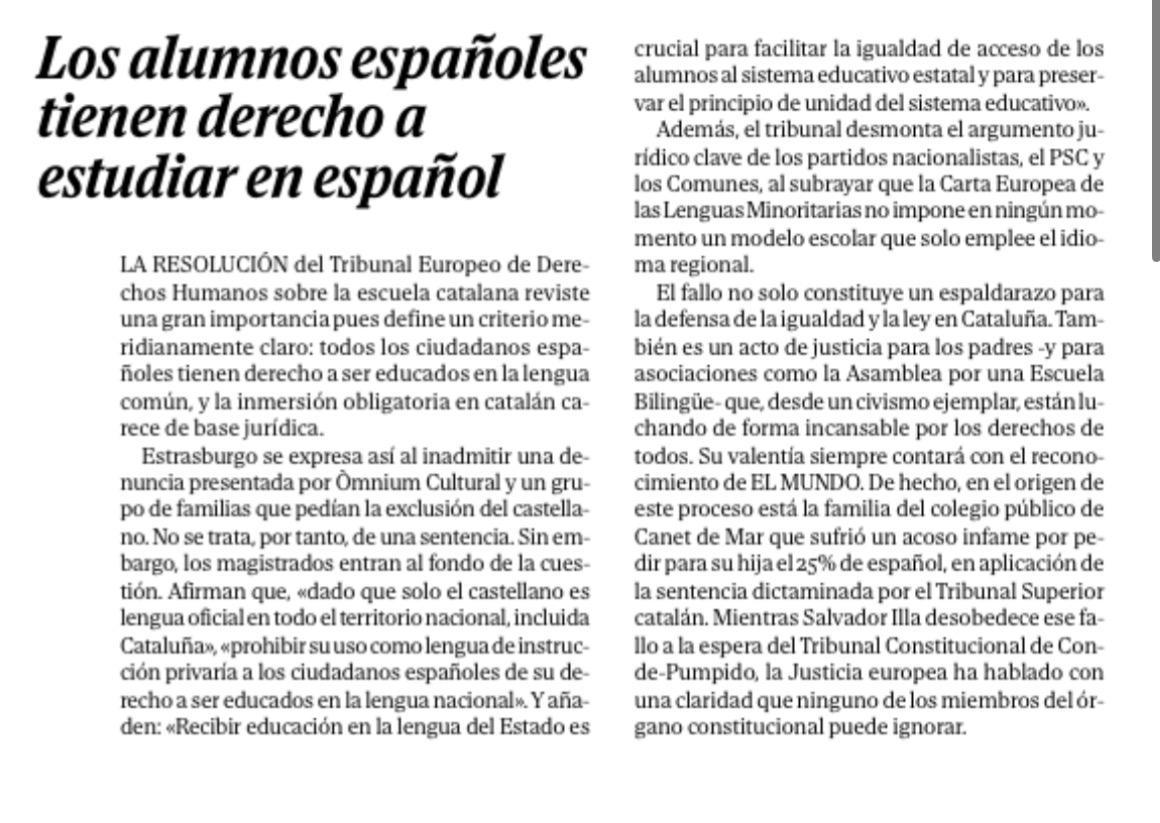 AEBCatalunya's tweet photo. Gracias a @elmundoes por reconocer nuestra lucha por una escuela en las dos lenguas oficiales 
en Cataluña 
Ojalá este nuevo e importante paso nos acerque al fin de la inmersión https://t.co/5jkYJKsM7f