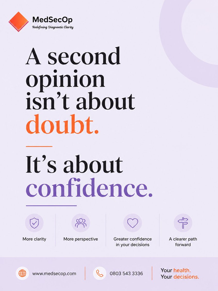 medsecop's tweet photo. Seeking a second opinion doesn’t mean you don’t trust your doctor.
It means you want to make an important healthcare decision with as much information as possible.

#MedSecOp #SecondOpinion #PatientCare #HealthcareDecisions #ConfidenceInCare https://t.co/tYOXcSuuGh