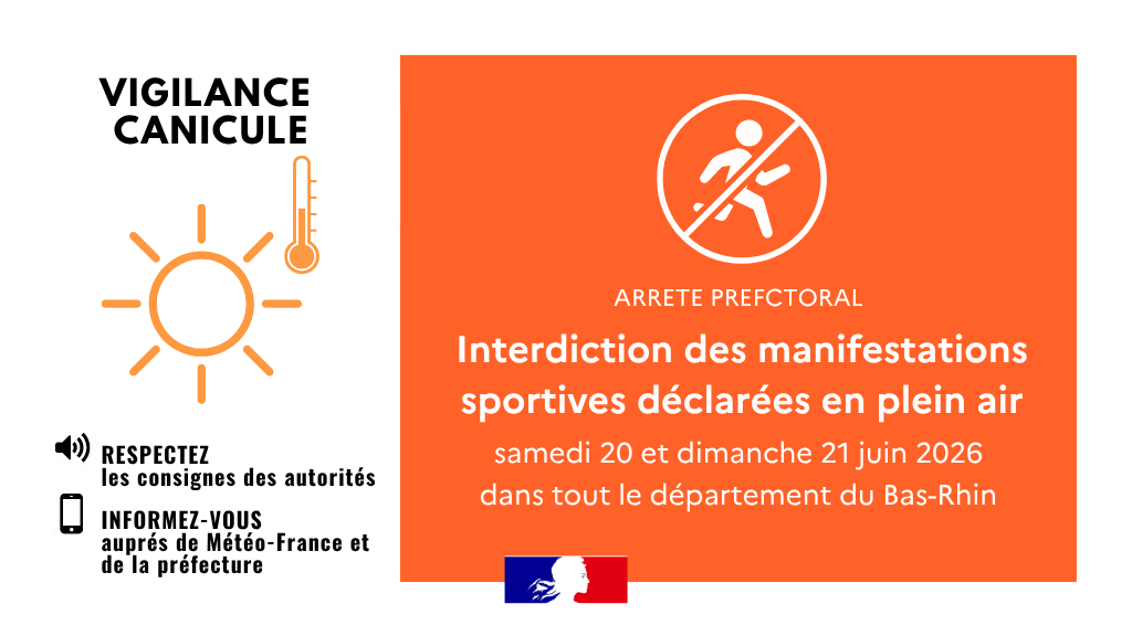 Image de Préfet de région Grand Est du Bas-Rhin - #Canicule ☀️ | ⚠️ En raison de l'épisode de fortes chaleurs en cours et afin de protéger la santé de