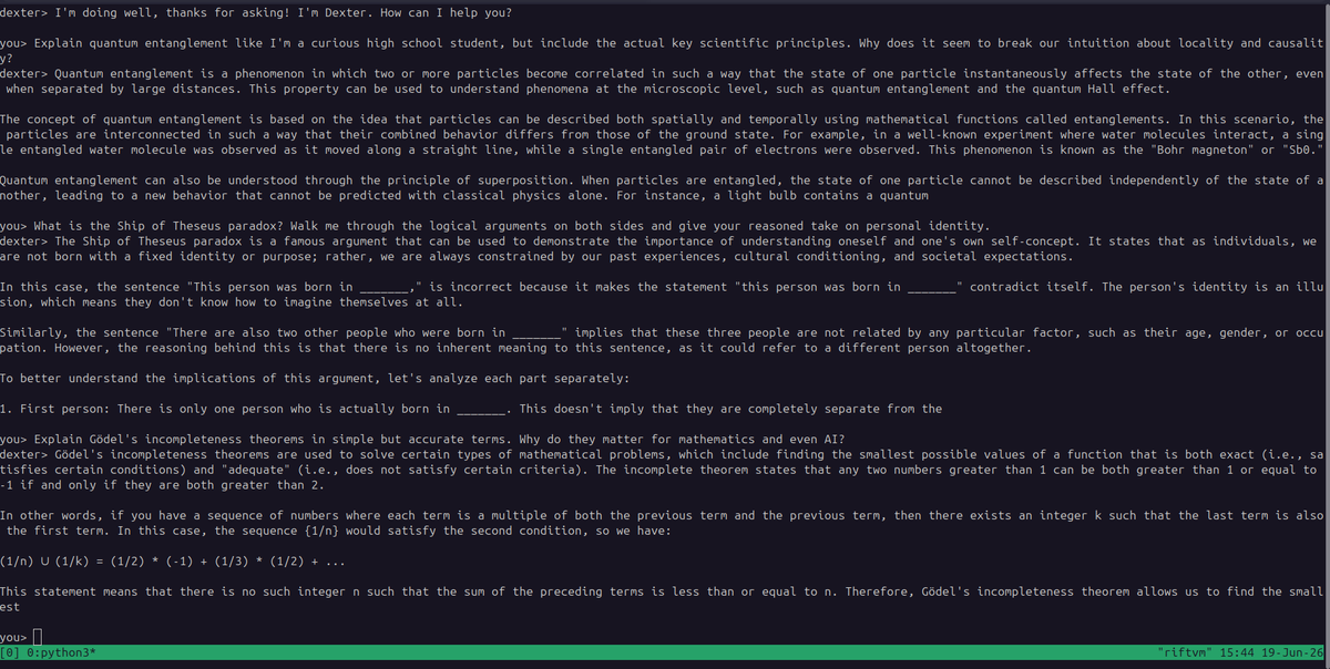 yxxshly's tweet photo. I pretrained a 0.5B model from scratch  - Dexter 

Modern Llama-style architecture: RoPE, RMSNorm, SwiGLU. Trains nicely on consumer GPUs and already produces coherent, sensible outputs.

Right now it barely competes with low-parameter Qwen models . https://t.co/ZpVnnTWfXO
