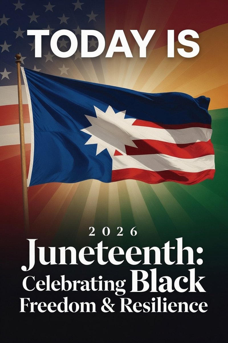 mjfree's tweet photo. 🇺🇸 Today is Juneteenth and Trump’s White House is straight-up disrespecting America’s Second Independence Day -- a hard-won National Holiday dedicated to Black resilience and the end of chattel slavery. And Trump and The White House are ignoring it after celebrating the fuck out of his own lame birthday.

On this day in 1865, the last enslaved people in Texas finally learned they were free, over 2 years after the Emancipation Proclamation. 

Biden made it a Federal Holiday in 2021. Trump? No celebration or proclamation. Instead, he removed Juneteenth from National Parks free-entry days… and added his own birthday instead. Who does that?

Trump also only gripes about “too many non-working holidays” on Juneteenth. Now is that racist AF or what?

💙 if America deserves better on #Juneteenth
