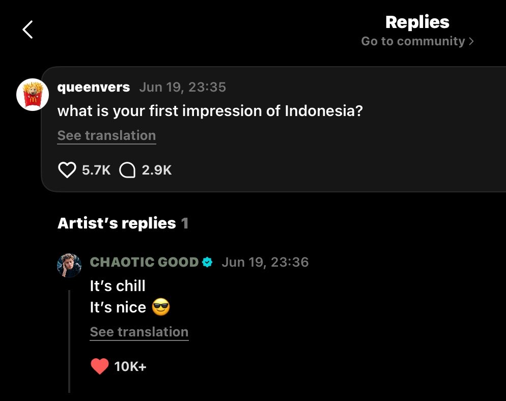 chimmuuv's tweet photo. 260619 JAMES bilang kesan pertamanya di Indonesia itu CHILL &amp; NICE😭😭😭 udah dapet kalimat positif dari anak CORTIS di awal2.. gue harap seterusnya kita bisa ngasih LEBIH banyak kesan baik dan menyenangkan🥹🙏 please be nice yaaa, teman-teman COER di luar sana🤍 https://t.co/Xqz3IJdrOA
