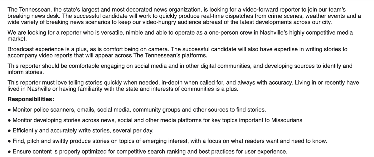 30newsletter's tweet photo. The Tennessean is looking for a video-forward breaking news reporter https://t.co/FQWWsz8l67 https://t.co/TbdFL6z3Gc