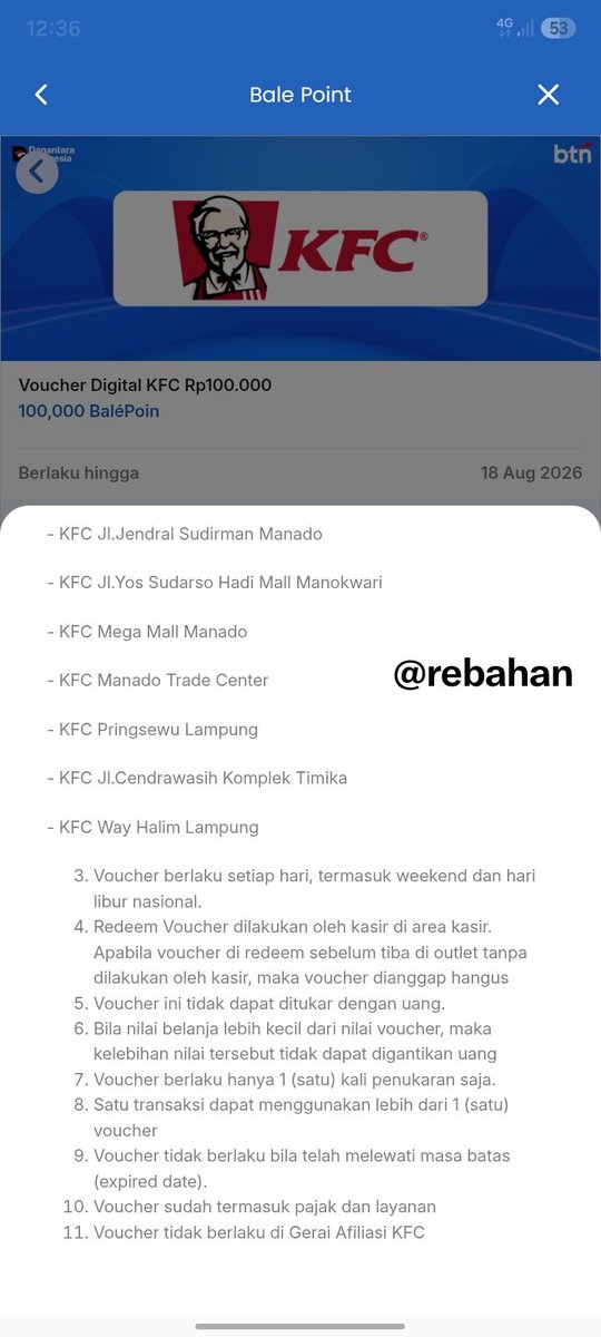 RebahanNetflix's tweet photo. wts 90k voc kfc in bale BTN, siapa cepat dia dapat... ntar bakal gw beri tau buat masuk di mbangkingnya #zonauang #zonajajan #zonaba https://t.co/F6MSXaz4os